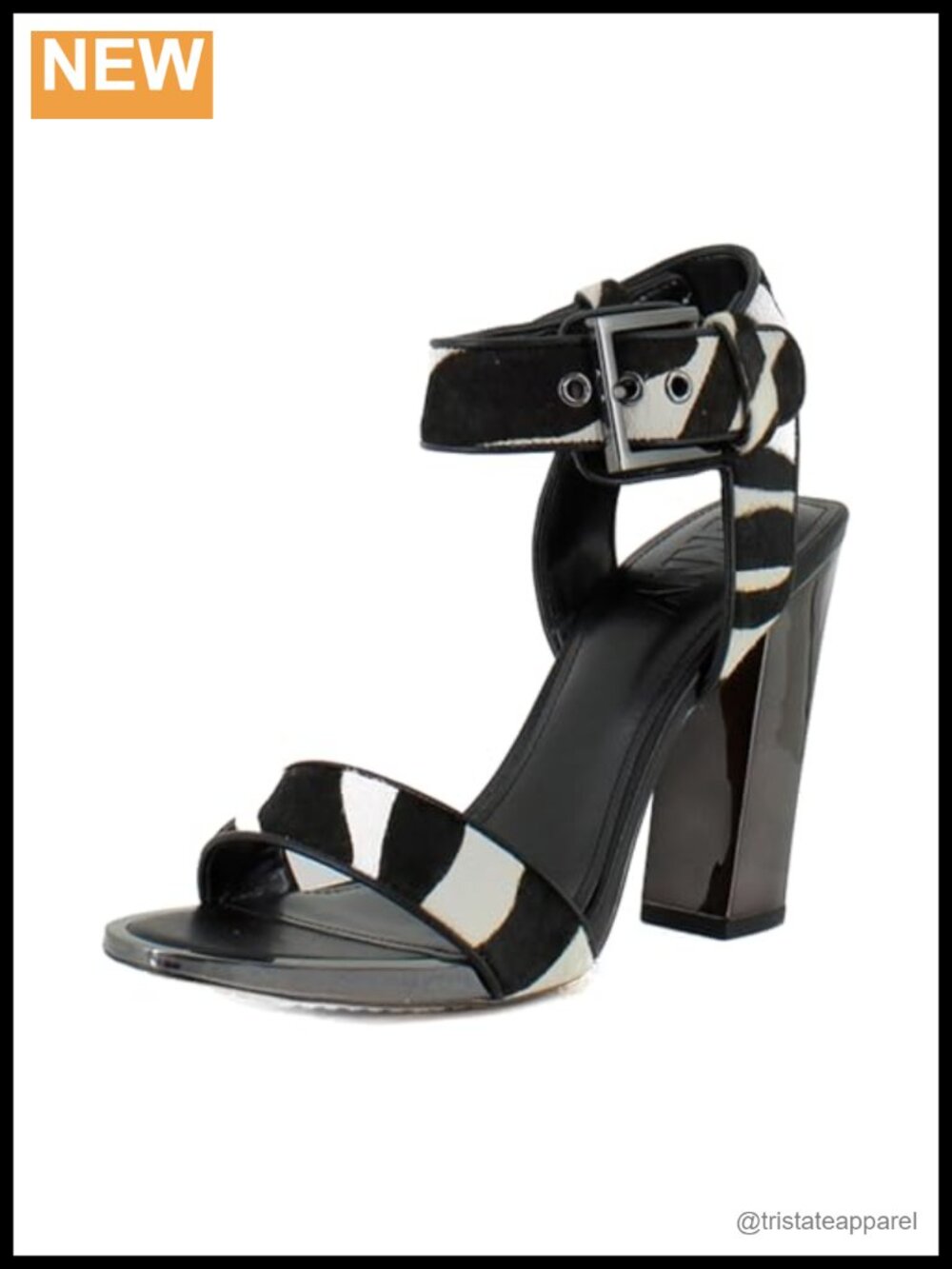 DKNY Terah Block Heel Sandal with Belt Detail Ankle Strap Comfort Casual